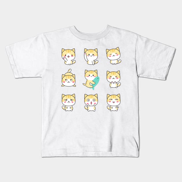 Cats moods Kids T-Shirt by Vintage Dream